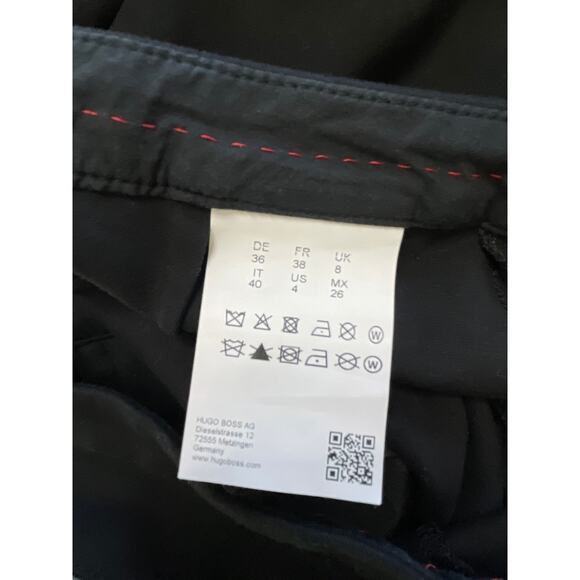 HUGO BOSS black vegan faux leather knit slim paneled moto leggings pants - Picture 6 of 7